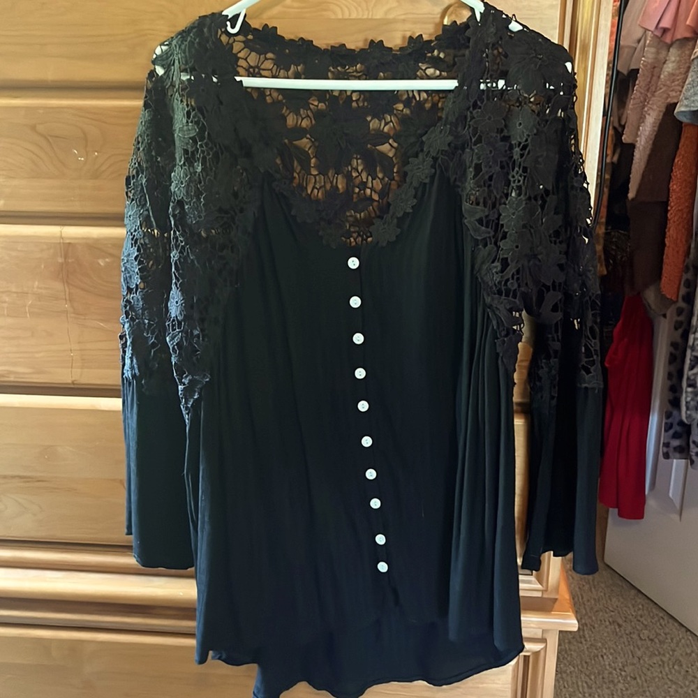 Large black lace blouse